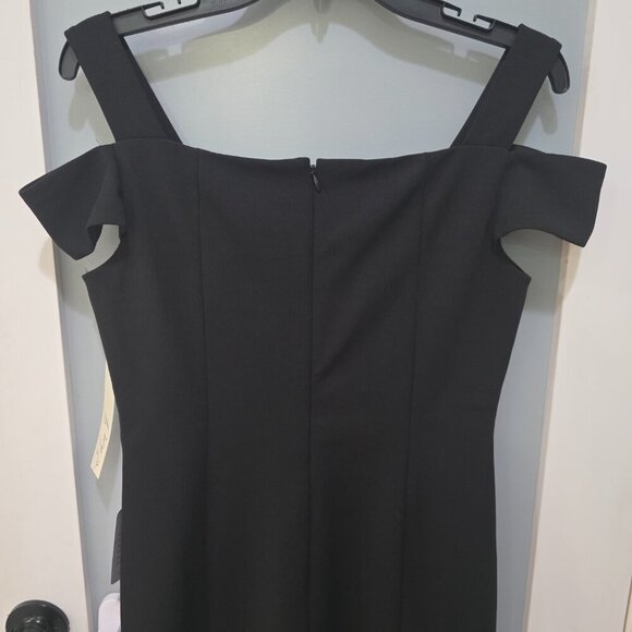 Eliza J Black Off-Shoulder Sheath Dress 8P NWT Double Lined Classic Cocktail - Picture 7 of 9